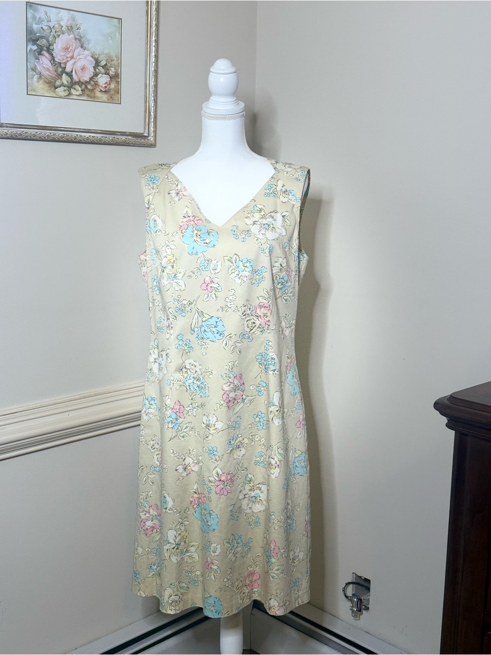 Oscar de la Renta Cream Floral Sleeveless Sheath Dress